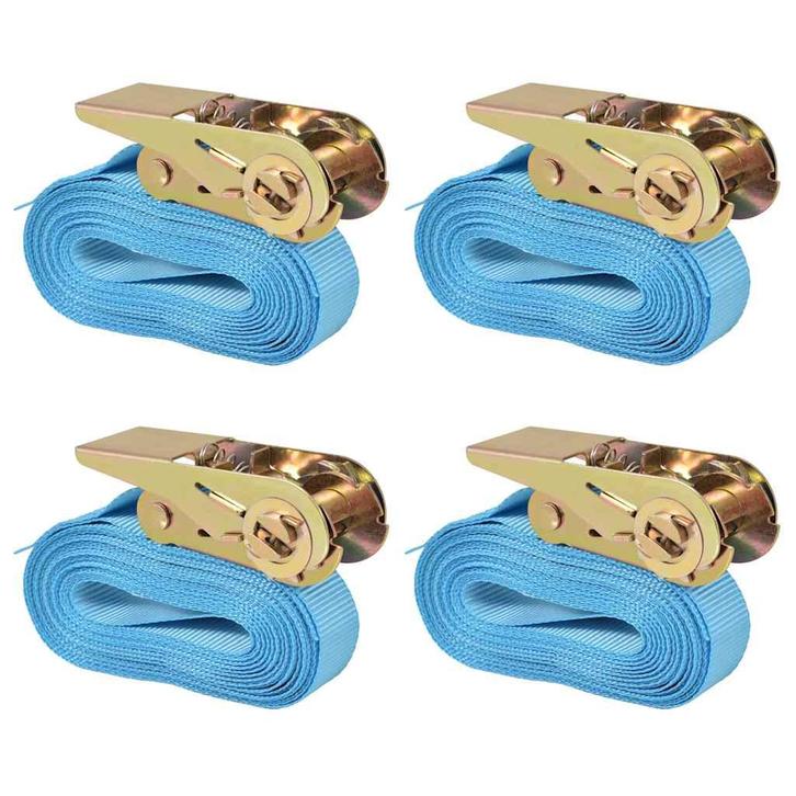 vidaXL Spanbanden 0,8 ton 6mx25mm blauw 4 st, Doe-het-zelf en Verbouw, IJzerwaren en Bevestigingsmiddelen, Nieuw, Verzenden