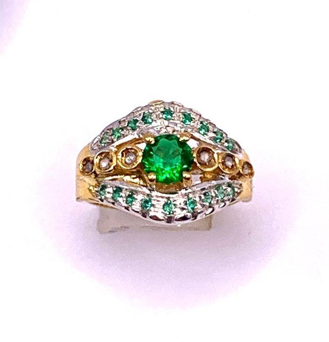 Zonder Minimumprijs - Cocktailring - 9 kt. Geel goud, Zilver, Sieraden, Tassen en Uiterlijk, Antieke sieraden