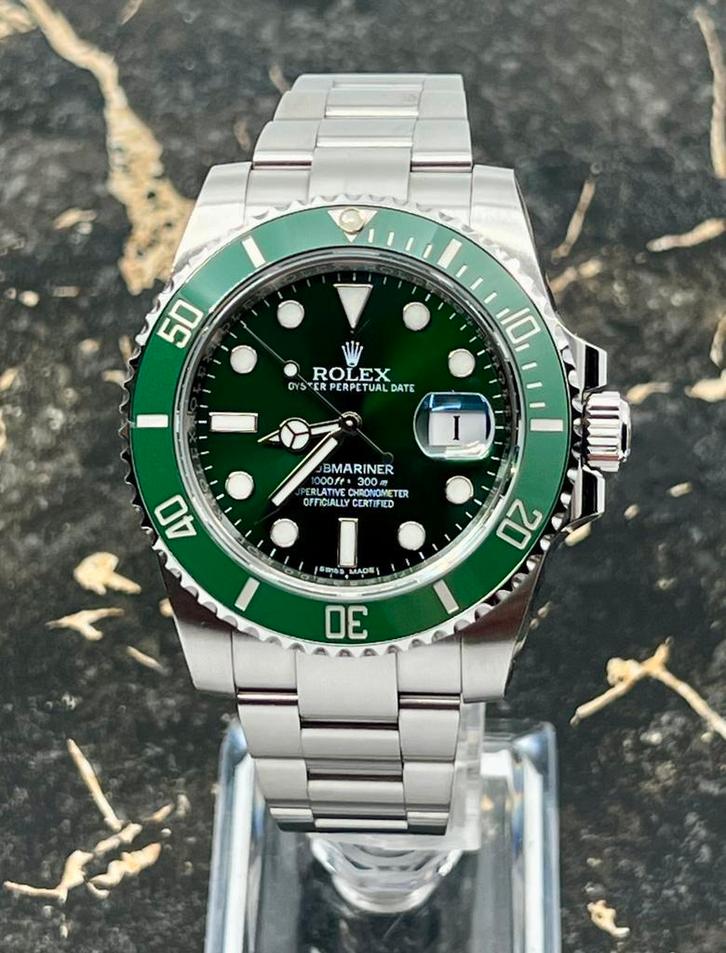 Rolex Submariner Date 116610LV Hulk - 2016 - Full Set, Sieraden, Tassen en Uiterlijk, Horloges | Heren, Staal, Zo goed als nieuw