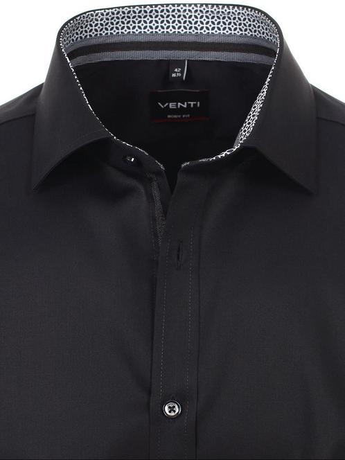 Venti Overhemd Non Iron Zwart Body Fit 103522600-800, Kleding | Heren, Overhemden, Zwart, Nieuw, Verzenden