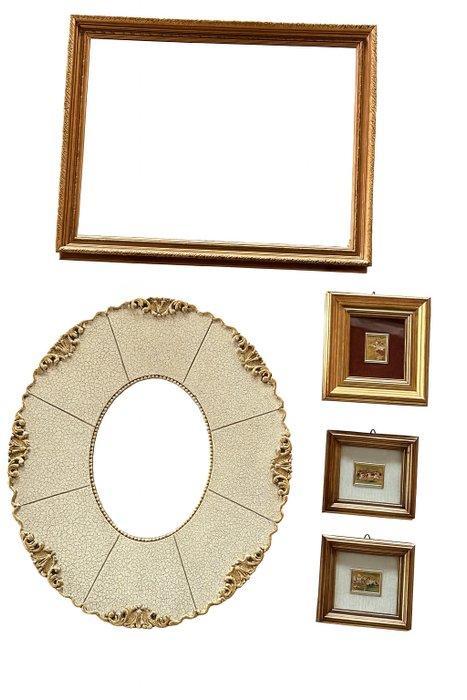 Lijst (5) - Hout, Hars, Glas - Set van lijsten, Antiek en Kunst, Curiosa en Brocante