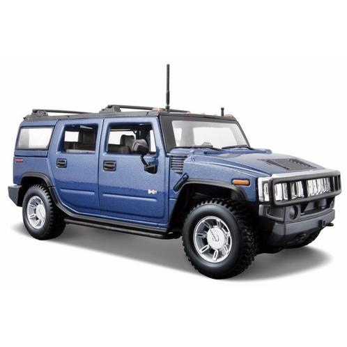 Modelauto Hummer H2 blauw 1:24 - Modelauto, Hobby en Vrije tijd, Modelauto's | Overige schalen, Ophalen of Verzenden