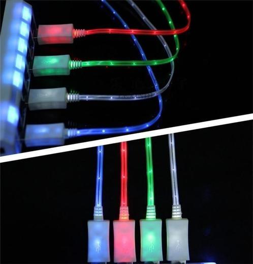 LED galaxy data kabel micro USB oplader laad + LED S20 S21 A, Telecommunicatie, Mobiele telefoons | Telefoon-opladers, Nieuw, Verzenden
