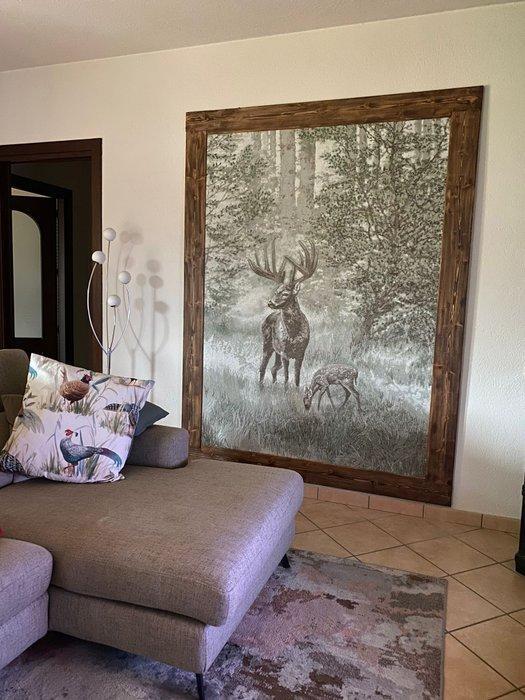 Zeldzaam jacquardweefsel in groene alpaca-wol - 185x140cm -, Antiek en Kunst, Curiosa en Brocante