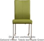 Set van 6 Groene leren moderne eetkamerstoelen - poot rond r, Nieuw, Leer, Ophalen of Verzenden, Modern