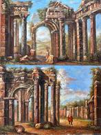 Italiaanse school (XIX) - Capricci Architettonici, Antiek en Kunst, Kunst | Schilderijen | Klassiek