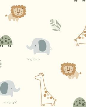 Poplin Katoen Jungle Dieren Gebroken Wit, Hobby en Vrije tijd, Stoffen en Lappen, Wit, Nieuw