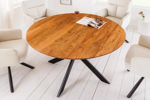 Massief houten eettafel GALAXIE 130cm rond naturel acacia, Huis en Inrichting, Tafels | Eettafels, Ophalen of Verzenden