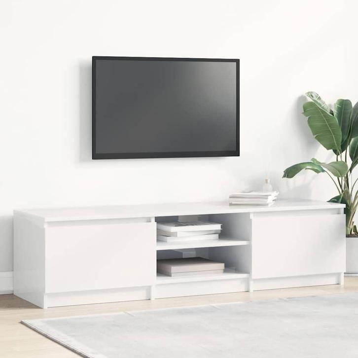 vidaXL Tv-meubel 140x40x35,5 cm bewerkt hout hoogglans wit, Huis en Inrichting, Kasten | Televisiemeubels, 25 tot 50 cm, Nieuw