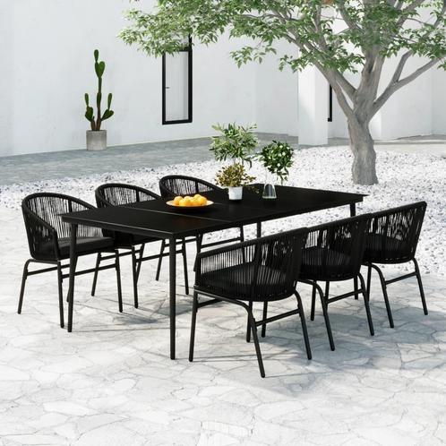 vidaXL 7-delige Tuinset zwart, Tuin en Terras, Tuinsets en Loungesets, Tuinset, Nieuw, 6 zitplaatsen, Kunststof, Verzenden