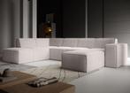 Hoekbank - Beige - Fluffy - Ribstof - Rechts | 261x216x80, Huis en Inrichting, Banken | Bankstellen, 250 tot 300 cm, Verzenden
