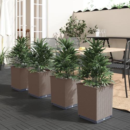 vidaXL Plantenbakken 4 st 30x30x37 cm polypropeen bruin, Tuin en Terras, Bloembakken en Plantenbakken, Minder dan 60 cm, Nieuw