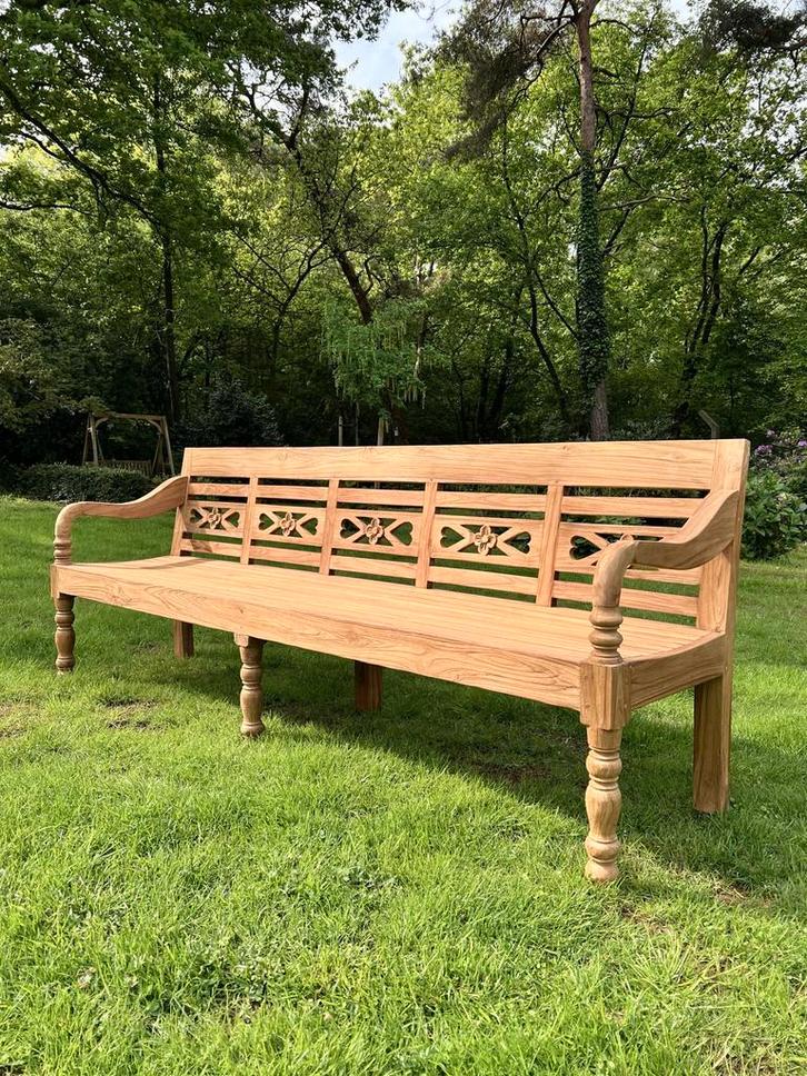 Stationsbank | 240cm breed | Teakhout | Voorradig! |, Tuin en Terras, Tuinbanken, Nieuw, Teakhout, Ophalen of Verzenden