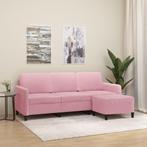 vidaXL Driezitsbank met voetenbank 180 cm fluweel roze, Verzenden, 150 tot 200 cm, Stof, Driepersoons