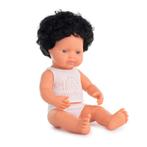 Pop Europese jongen met donker, krullend haar (38 cm) -, Nieuw