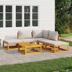 vidaXL 6-delige Loungeset met lichtgrijze kussens massief, Verzenden, Nieuw, Hardhout, Loungeset