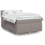 vidaXL Boxspring met matras stof taupe 140x190 cm, Verzenden, Stof, Nieuw, Tweepersoons