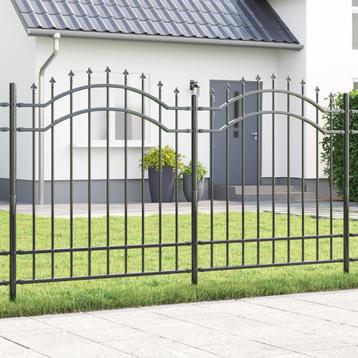 vidaXL Tuin Hek Grijs 215 cm Poedergecoat staal beschikbaar voor biedingen