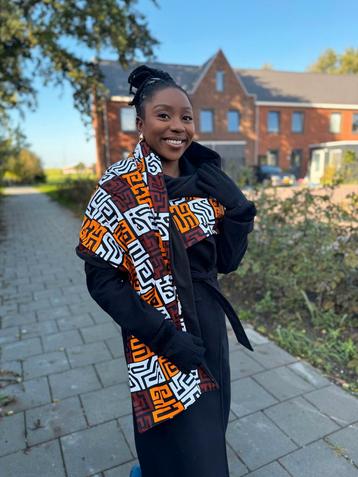 Warme Sjaal met Afrikaanse print Unisex - Bruin & Geel-oranj beschikbaar voor biedingen