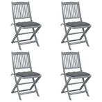 vidaXL Tuinstoelen 4 st inklapbaar met kussens massief, Verzenden, Nieuw, Hout