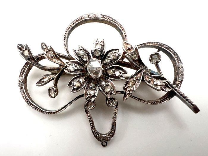 Hanger - 18 karaat Roségoud, Zilver Diamant (Natuurlijk), Sieraden, Tassen en Uiterlijk, Antieke sieraden