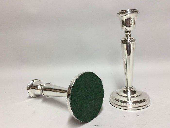 Kandelaar (2) - Stel zilveren kandelaars met parelrand op, Antiek en Kunst, Antiek | Goud en Zilver