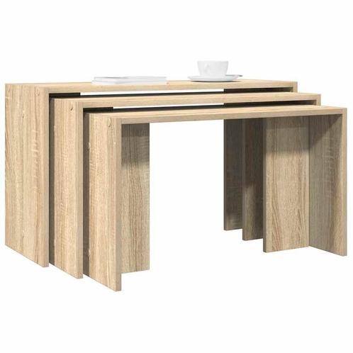 vidaXL 3-delige Tafeltjesset bewerkt hout sonoma, Huis en Inrichting, Tafels | Bijzettafels, Nieuw, Verzenden