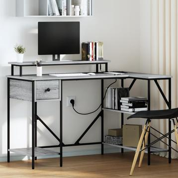 vidaXL Bureau Grijs sonoma 120 x 79 x 86.5 cm Bewerkt hout beschikbaar voor biedingen