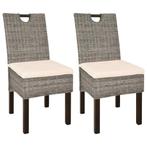 vidaXL Eetkamerstoel Kubu 2 stuks rattan mangohout, Huis en Inrichting, Stoelen, Verzenden, Nieuw, Bruin