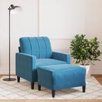 vidaXL Fauteuil met voetenbank 60 cm fluweel blauw, Verzenden, Nieuw, Eenpersoons, Stof
