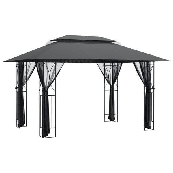 Tuinpaviljoen 4x3m Staal Antraciet - Tweedekansje - OP=OP, Tuin en Terras, Overkappingen, Nieuw, Tuinpaviljoen, Ophalen of Verzenden