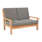 Teak loungebank teak 124cm + kussen, Ophalen of Verzenden, Nieuw, Bruin