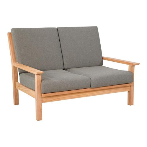 Teak loungebank teak 124cm + kussen, Huis en Inrichting, Stoelen, Bruin, Nieuw, Ophalen of Verzenden