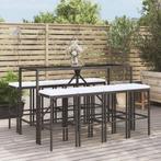 vidaXL 9-delige Tuinbarset met kussens poly rattan zwart, Verzenden, Nieuw, Rotan, 8 zitplaatsen