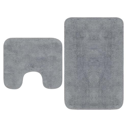 vidaXL Badmattenset stof grijs 2-delig, Huis en Inrichting, Badkamer | Badtextiel en Accessoires, Grijs, Nieuw, Verzenden
