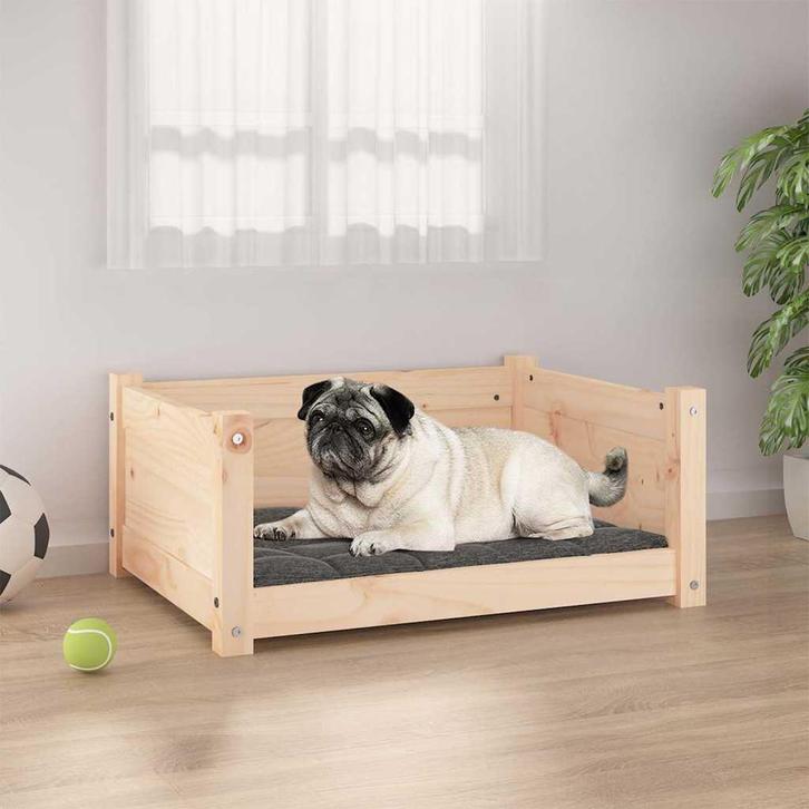 vidaXL Hondenbed 65,5x50,5x28 cm massief grenenhout, Dieren en Toebehoren, Honden-accessoires, Nieuw, Verzenden