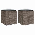 vidaXL Tuinkrukken met kussens 2 st 40x40x43 cm poly rattan, Verzenden, Nieuw, Rotan