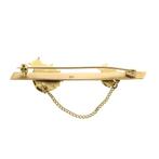 Gouden broche met lieveheersbeestjes, Ophalen of Verzenden, Gebruikt, Overige kleuren, Goud