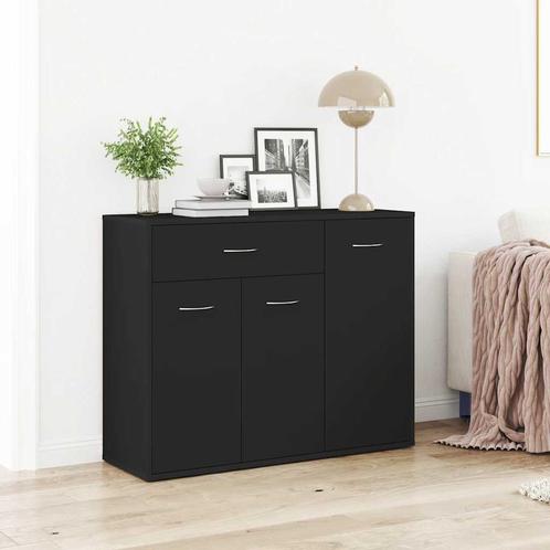 vidaXL Dressoir 88x30x70 cm bewerkt hout zwart, Huis en Inrichting, Kasten | Dressoirs, 25 tot 50 cm, Nieuw, 50 tot 100 cm, Overige houtsoorten