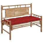 vidaXL Tuinbank met kussen 120 cm bamboe, Tuin en Terras, Tuinbanken, Verzenden, Nieuw, Hout
