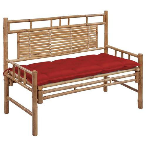 vidaXL Tuinbank met kussen 120 cm bamboe, Tuin en Terras, Tuinbanken, Nieuw, Hout, Verzenden