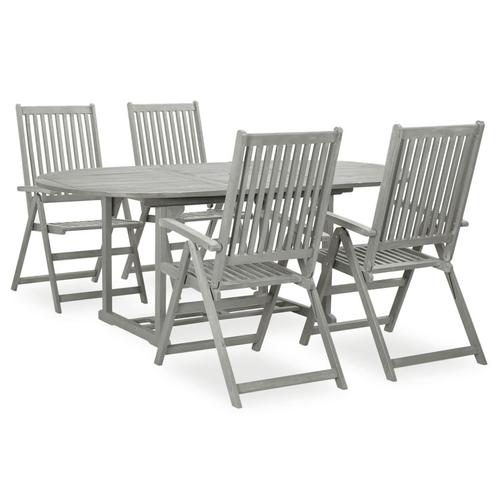 vidaXL 5-delige tuinset (150-200)x100cm massief acaciahout, Tuin en Terras, Tuinsets en Loungesets, Tuinset, Nieuw, 4 zitplaatsen