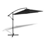 Zweefparasol | 909 Outdoor | Ø 300 x 250 cm (Zwart, Rond), Tuin en Terras, Verzenden, Nieuw