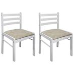 Eetkamerstoelen 2 st massief rubberwood en fluweel wit, Verzenden, Nieuw