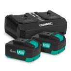 VPower 20V Starterset | 2x 4.0Ah Accu & Dubbele Snellader, Doe-het-zelf en Verbouw, Gereedschap | Machine-onderdelen en Toebehoren