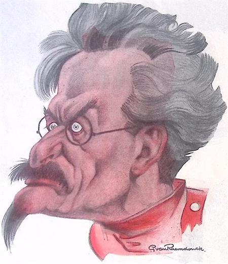 Het gezicht van Leon Trotsky op spotprent (lijst optie), Antiek en Kunst, Kunst | Litho's en Zeefdrukken, Verzenden