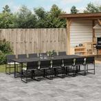 vidaXL 13-delige Tuinset met kussens poly rattan zwart, 2 zitplaatsen, Nieuw, Tuinset, Verzenden