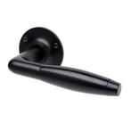 Retro Deurklink Klassiek mat zwart met ronde rozetten gev..., Ophalen of Verzenden, Nieuw, IJzer, Klink of Kruk