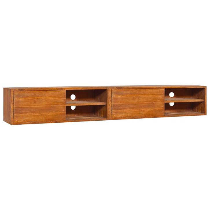 vidaXL Tv-meubel wandmontage 180x30x30 cm massief teakhout, Huis en Inrichting, Kasten | Televisiemeubels, 25 tot 50 cm, Nieuw
