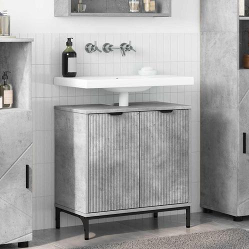 vidaXL Badkamertenk te kast met opslag Betongrijs 60,5 x, Huis en Inrichting, Tafels | Kaptafels, Nieuw, Verzenden